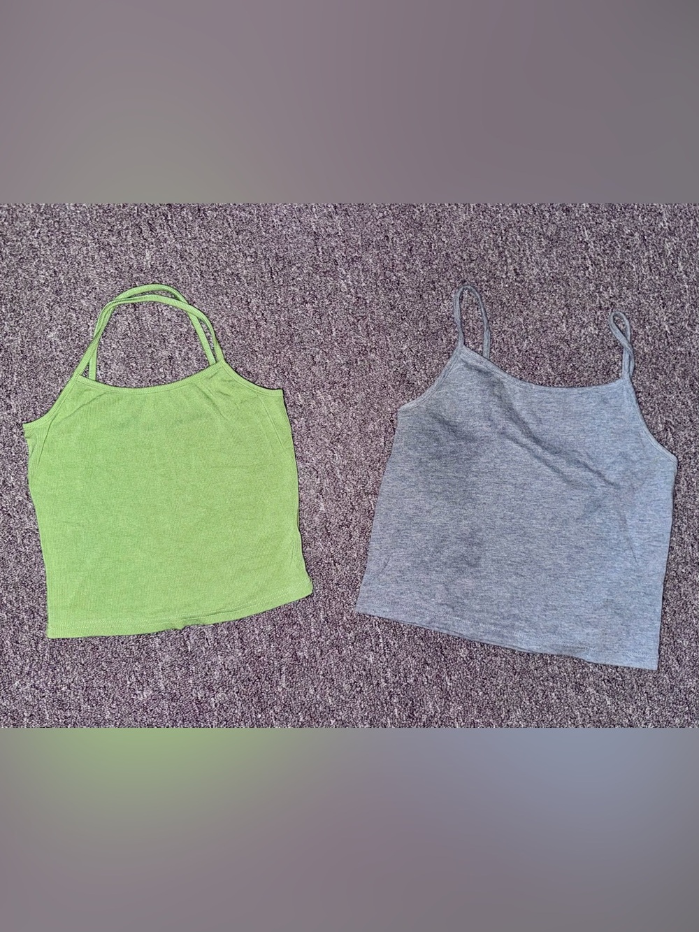 2 Women's Tank Tops - Classic Spaghetti Strap, Green and Gray Camisoles